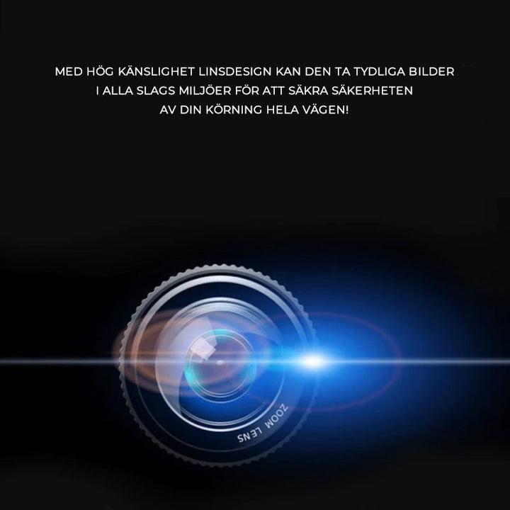 1080P Full HD bilkamera med dubbla linser, vidvinkelvy, svart design, säkerhetsövervakning för fordon.