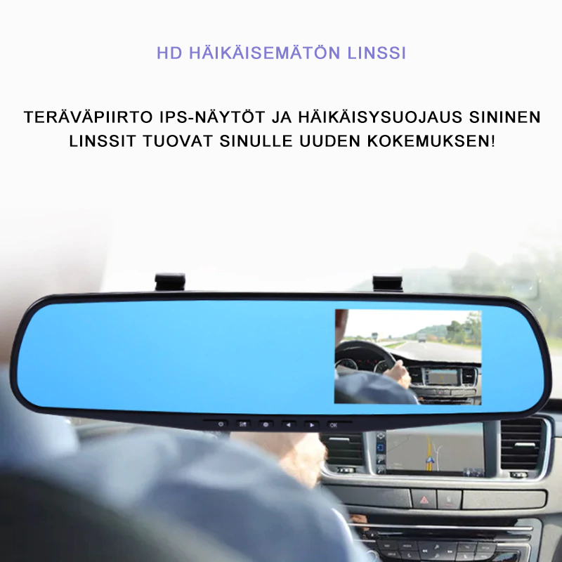 1080P Full HD bilkamera med dubbla linser, vidvinkelvy, svart design, säkerhetsövervakning för fordon.