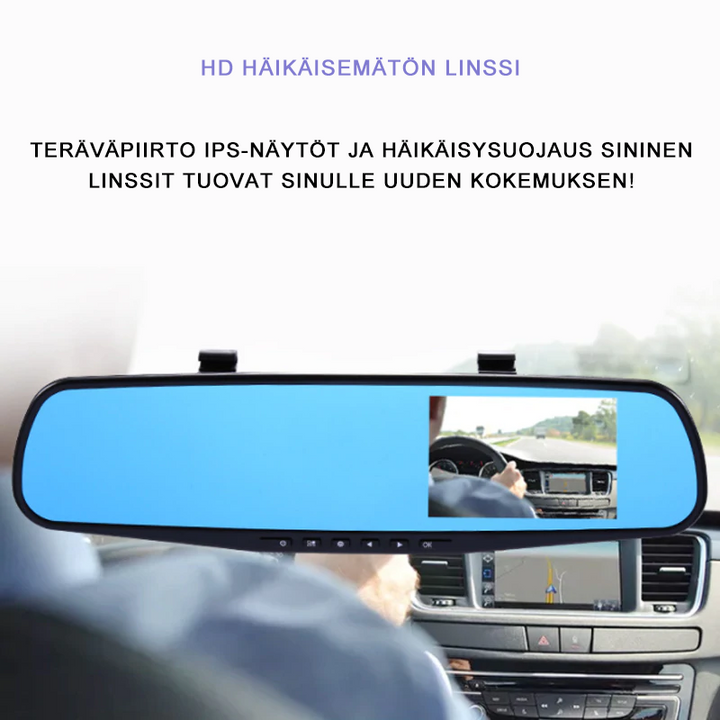 1080P Full HD bilkamera med dubbla linser, vidvinkelvy, svart design, säkerhetsövervakning för fordon.
