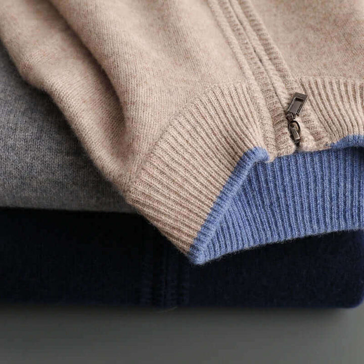 Herr Zip-Up Jacka i Premium Cashmere - Lyxig Värme och Stil