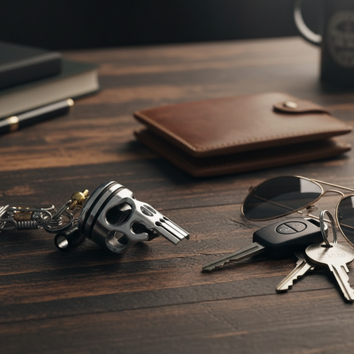 Motorcykel Dödskalle Nyckelring i Zinklegering