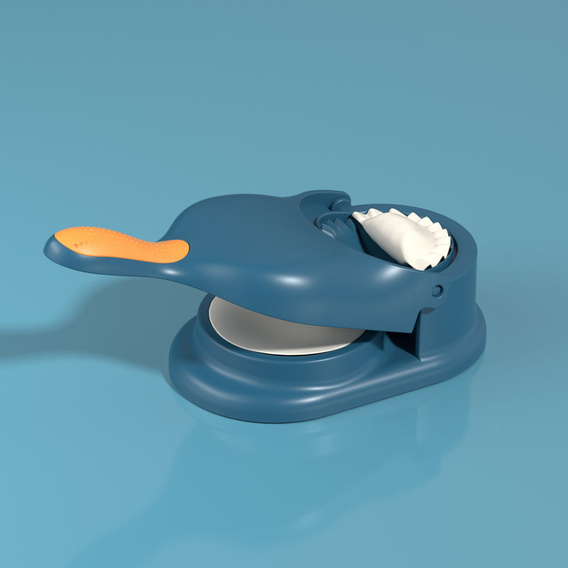 "2-i-1 dumplingsmaskin manuell tortilla press, beige plast, ergonomiskt handtag för enkel dumplings- och tortillasformning."