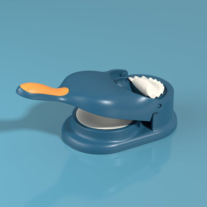 "2-i-1 dumplingsmaskin manuell tortilla press, beige plast, ergonomiskt handtag för enkel dumplings- och tortillasformning."