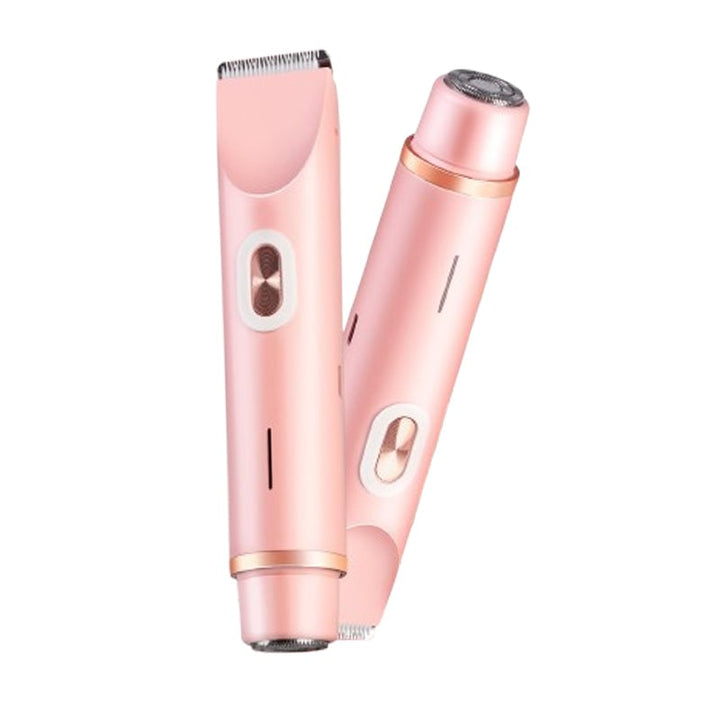 "2-i-1 elektrisk rakapparat för kvinnor i rosa, multifunktionell design, hudvänlig trimmer för bikinilinjen, vattentät"