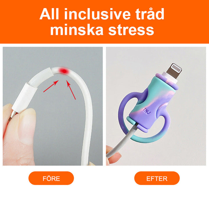 "2 i 1 silikon kabelskydd i färgglada toner för telefontillbehör, smidig kabelhantering utan trassel och säkert skydd."