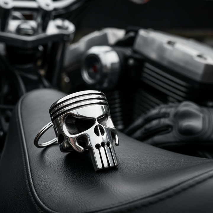 Motorcykel Dödskalle Nyckelring i Zinklegering