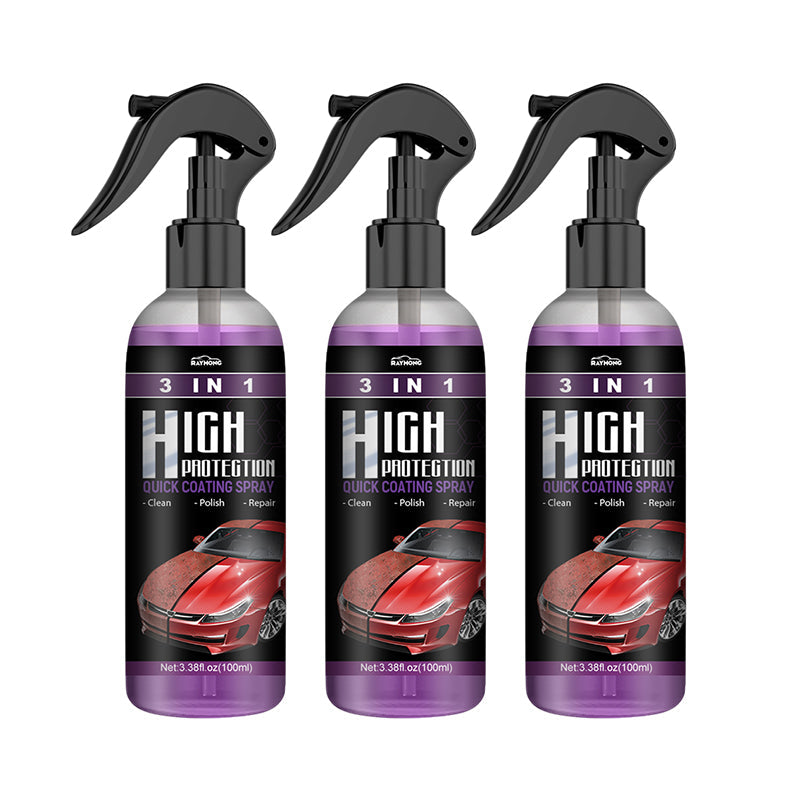 "3 i 1 högeffektskyddsspray för bilvård i klar flaska, vattenfri rengöring med glansig yta, 100ml storlek"