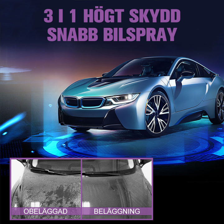 "3 i 1 högeffektskyddsspray för bilvård i klar flaska, vattenfri rengöring med glansig yta, 100ml storlek"