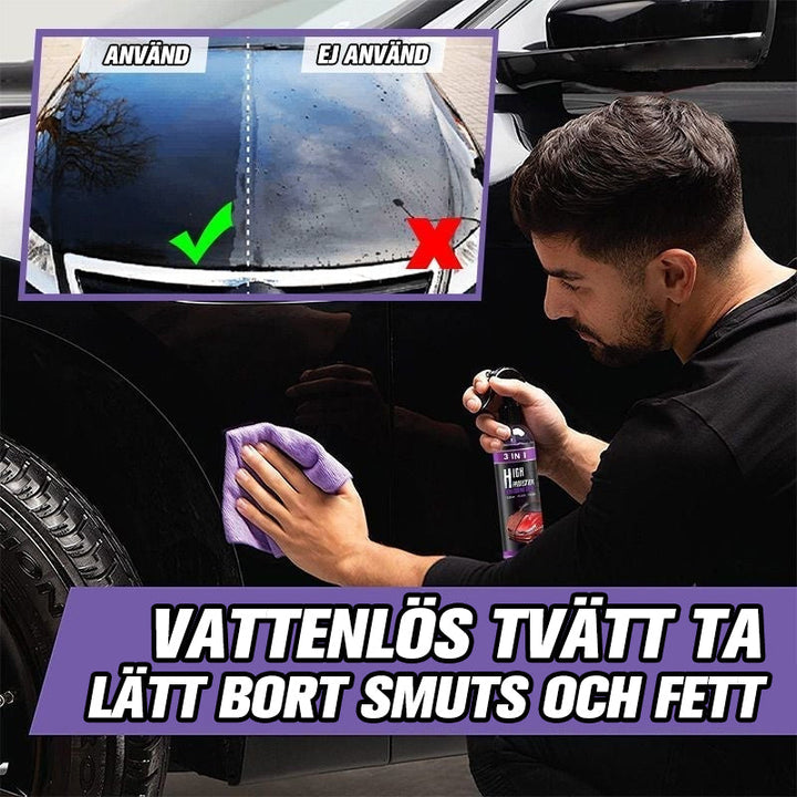 "3 i 1 högeffektskyddsspray för bilvård i klar flaska, vattenfri rengöring med glansig yta, 100ml storlek"