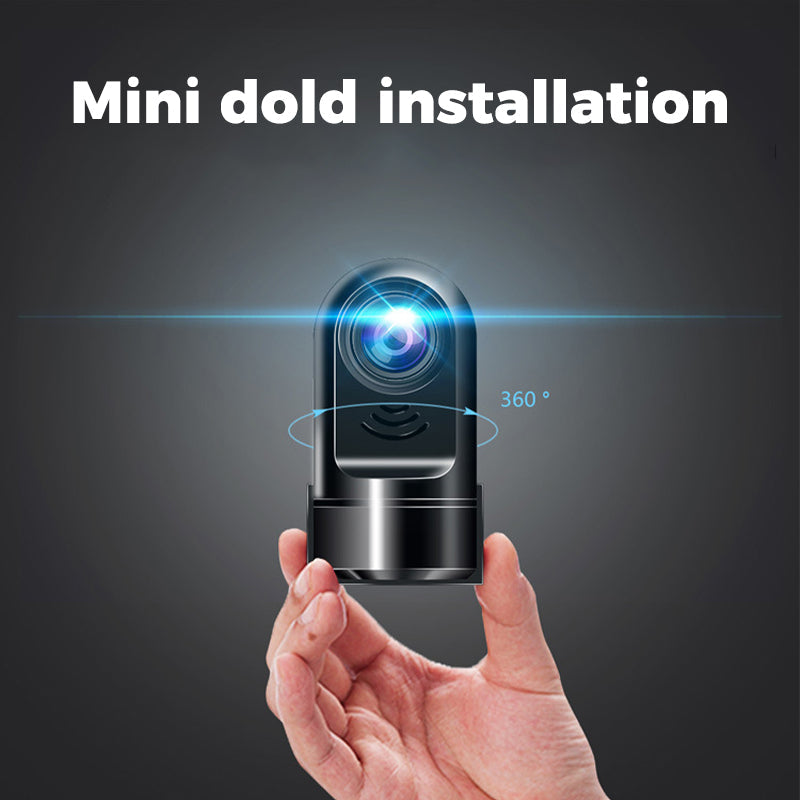 "360° ADAS dashcam med 1080P HD, kompakt design, nattläge och svart finish, perfekt för säker bilkörning."