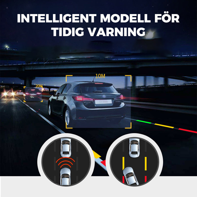 "360° ADAS dashcam med 1080P HD, kompakt design, nattläge och svart finish, perfekt för säker bilkörning."