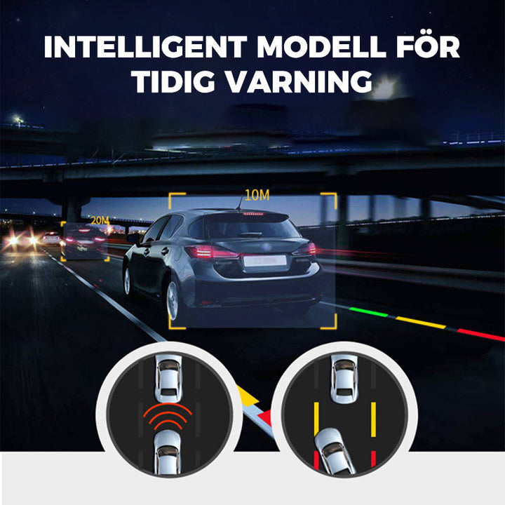 "360° ADAS dashcam med 1080P HD, kompakt design, nattläge och svart finish, perfekt för säker bilkörning."