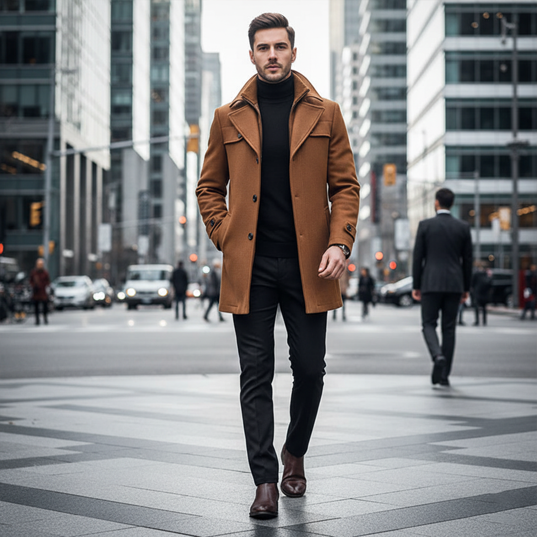 Herrrock med Dubbelknäppning, Vindtät och Varmfodrad