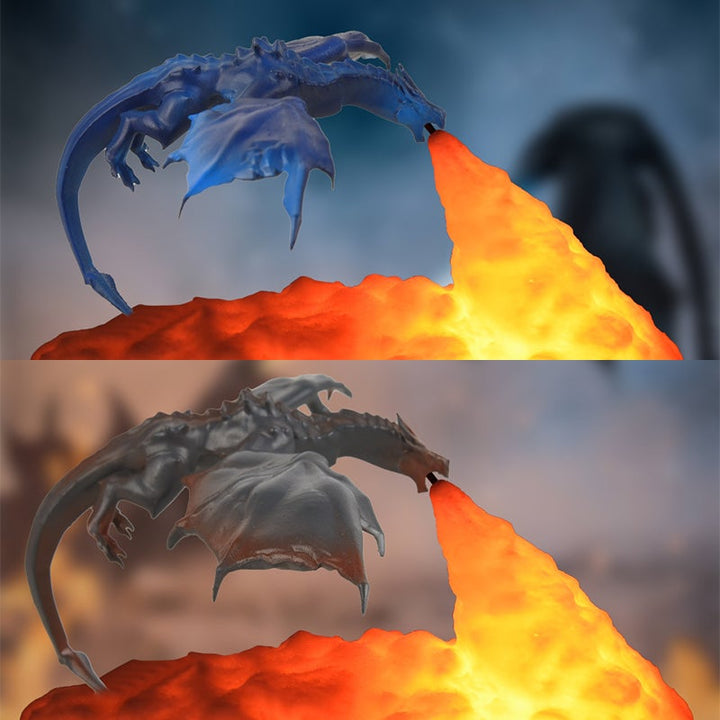 "3D nattlampa drake eldandning dekorativ magisk lampa bord lampa LED varm sken mystisk atmosfär barnrum"