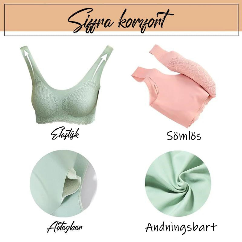 "5D sömlös bygelfri BH för kvinnor, beige, visar bystdämpande design med vadderade axelband och sömlös silhuett."