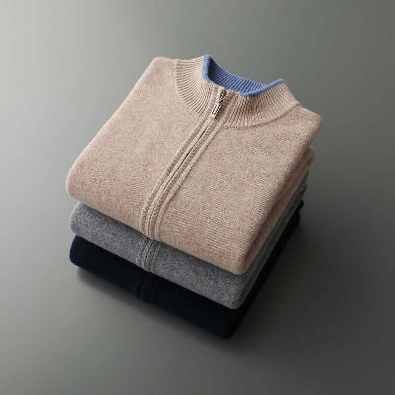 Herr Zip-Up Jacka i Premium Cashmere - Lyxig Värme och Stil