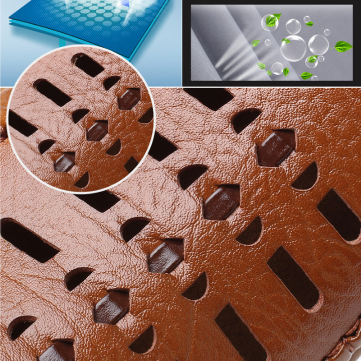 "Andningsbara herrlädersandaler i äkta svart läder med elegant design och halkfri sula för optimal komfort och stil."