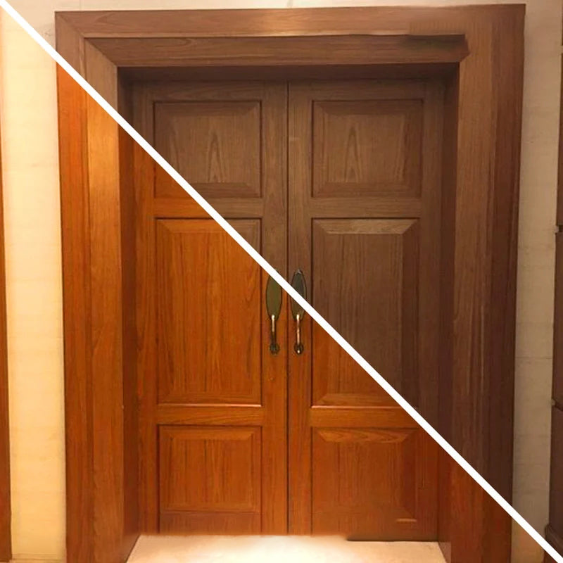 "Antikorrosionsolja för utomhusträ; glansig flaska, träskydd, enkelt användning, lyfter fram träets naturliga skönhet."