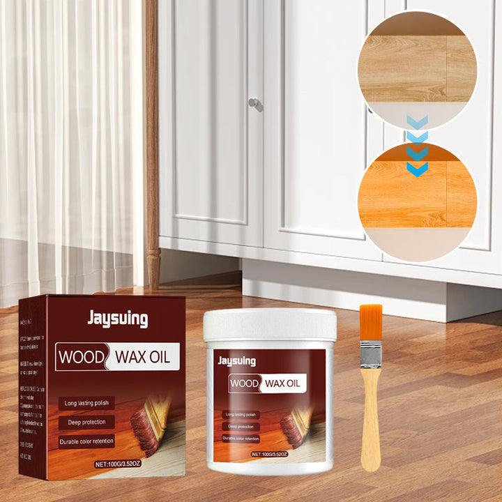 "Antikorrosionsolja för utomhusträ; glansig flaska, träskydd, enkelt användning, lyfter fram träets naturliga skönhet."