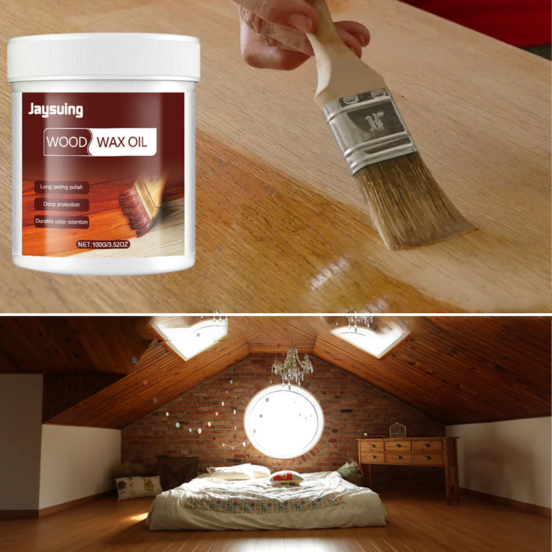 "Antikorrosionsolja för utomhusträ; glansig flaska, träskydd, enkelt användning, lyfter fram träets naturliga skönhet."