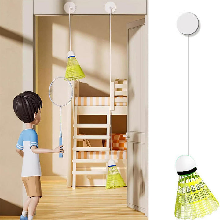 "Automatisk badmintontränare för inomhus och utomhus, elastisk latexsladd med belyst boll, enkel installation"