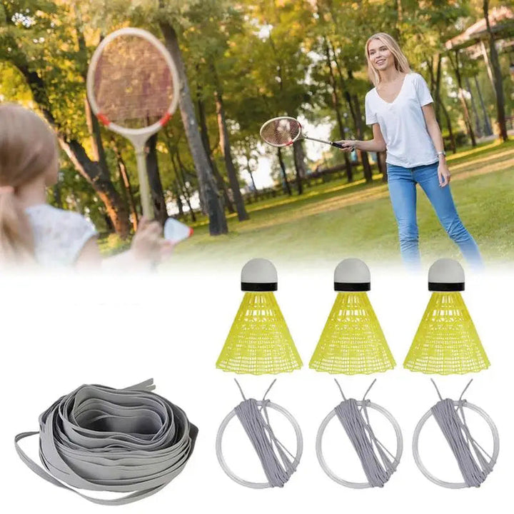 "Automatisk badmintontränare för inomhus och utomhus, elastisk latexsladd med belyst boll, enkel installation"