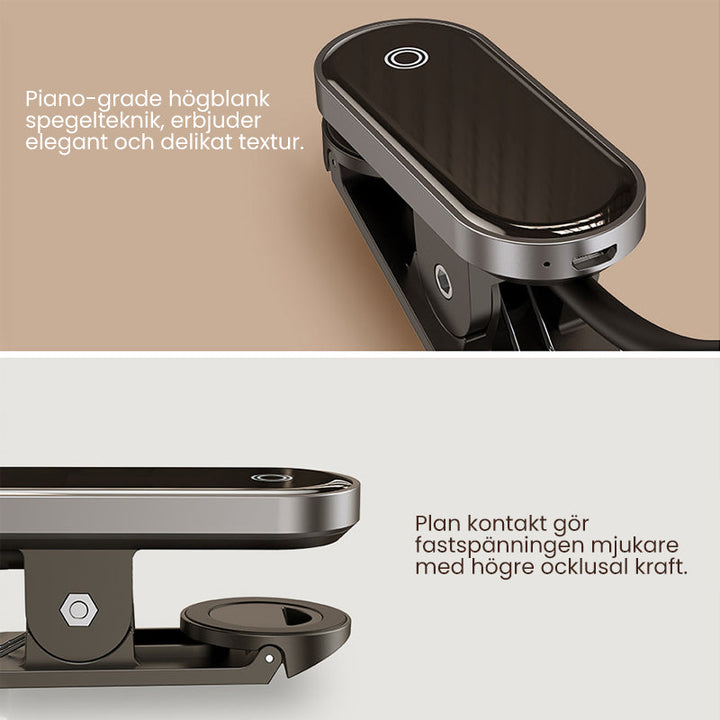 "Bärbar LED-bordslampa med klämma och pekfunktion, flexibel arm, vit design för nattläsning och arbetsyta belysning."