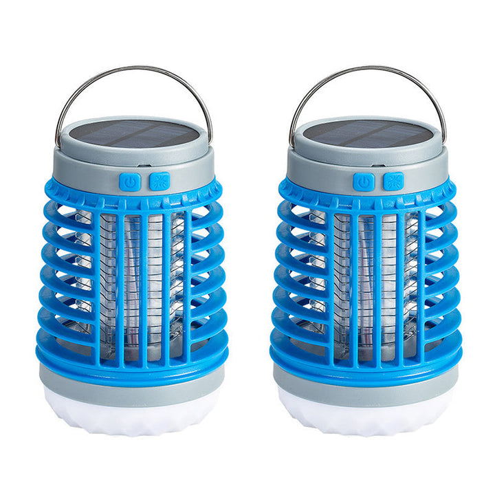 Bärbar mygg- och insektsdödare med UV-teknik, kompakt design för utomhus och inomhusbruk, svart och orange detaljer.