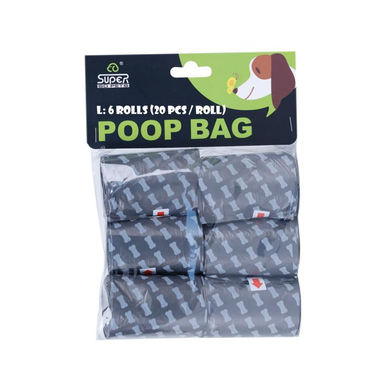 "Bärbar pooper scooper för hundar, plast, blå färg, med inbyggt påsfack. Praktisk för promenader, håller händerna rena."