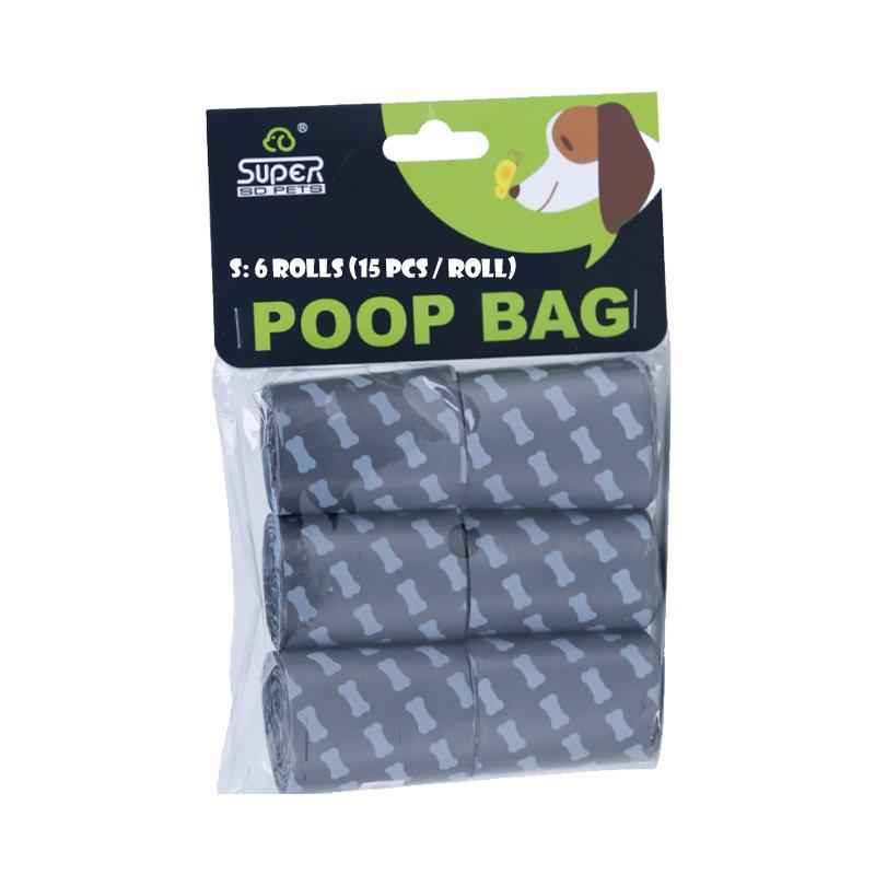 "Bärbar pooper scooper för hundar, plast, blå färg, med inbyggt påsfack. Praktisk för promenader, håller händerna rena."