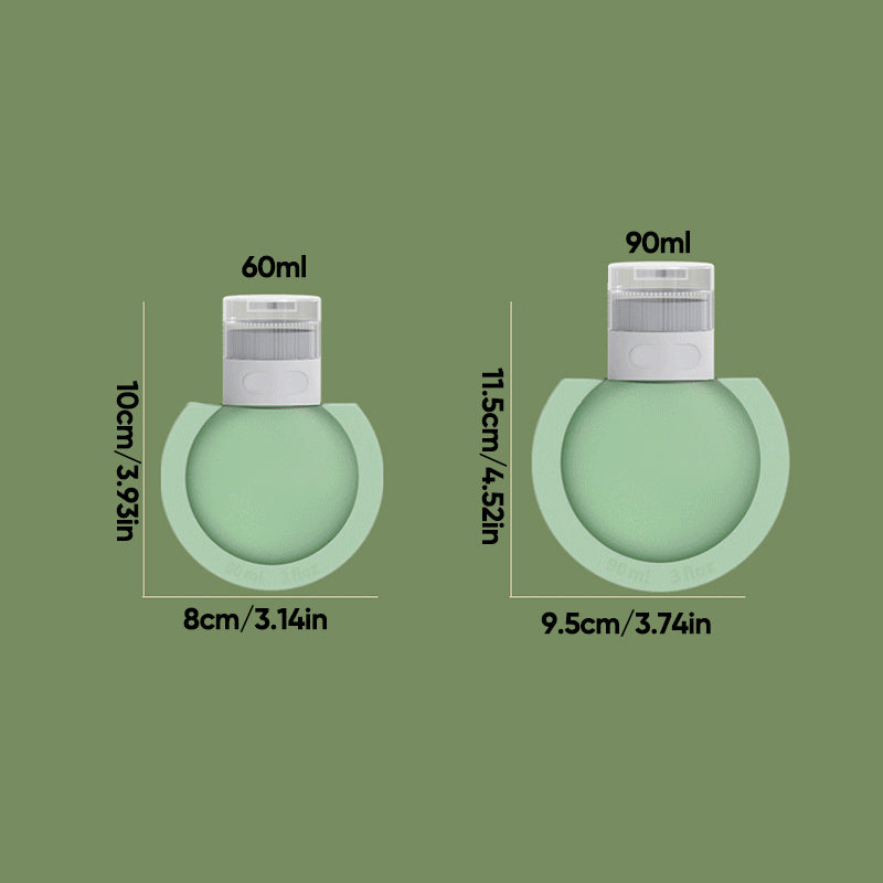 "Bärbar silikonflaska för resor med stor öppning, lätt att fylla. Perfekt accessoar för schampo och lotion på resan."