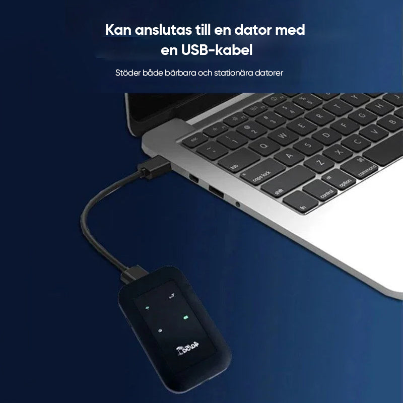 "Bärbar trådlös WiFi-router med 4G/5G-antenn, kompakt design, vit färg, 2100mAh batteri för lång användningstid."