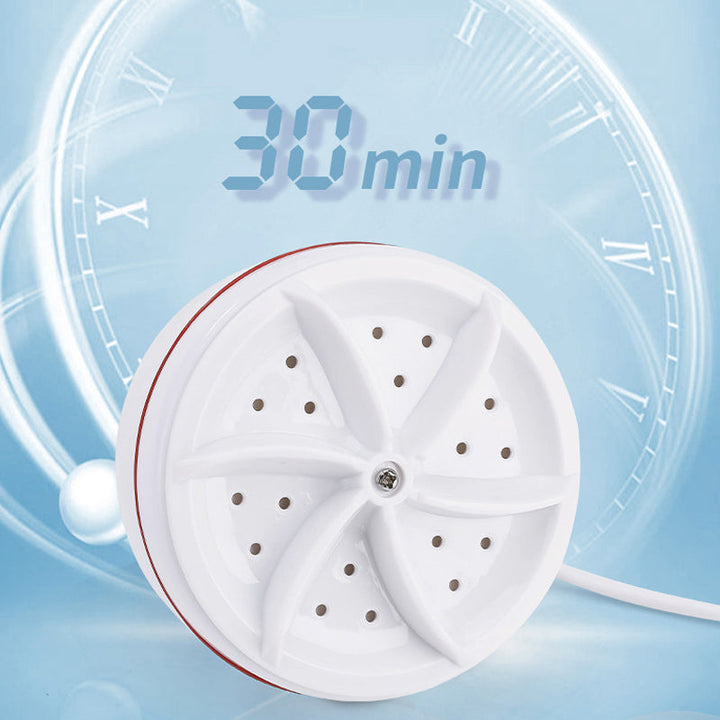 "Bärbar vit minitvättmaskin för diskbänk, kompakt design, USB-driven, liten och lätt, för hem, resa, kontor."