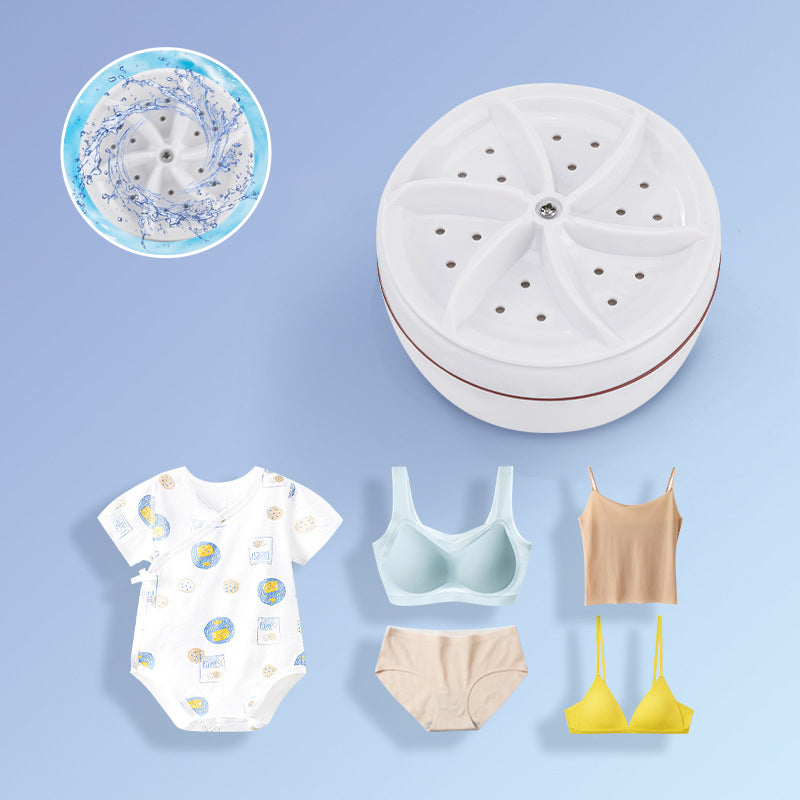 "Bärbar vit minitvättmaskin för diskbänk, kompakt design, USB-driven, liten och lätt, för hem, resa, kontor."