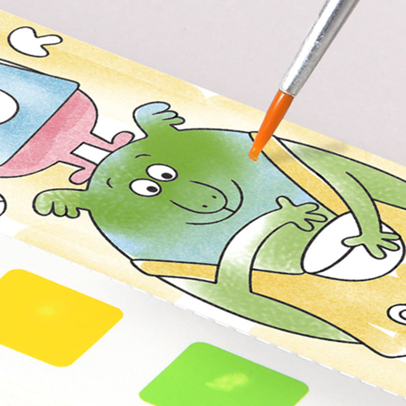 "Barn fickakvarell målningsbok med färgglada illustrationer, säker för små händer, främjar kreativitet och lärande."