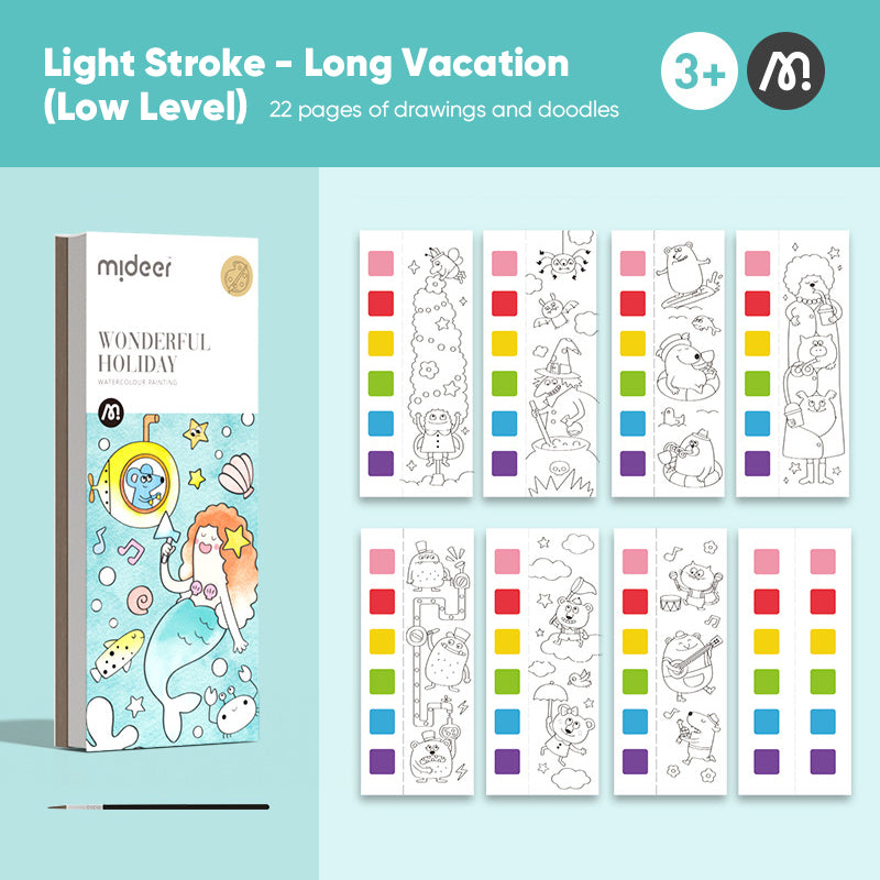 "Barn fickakvarell målningsbok med färgglada illustrationer, säker för små händer, främjar kreativitet och lärande."