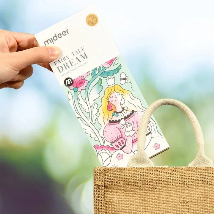 "Barn fickakvarell målningsbok med färgglada illustrationer, säker för små händer, främjar kreativitet och lärande."