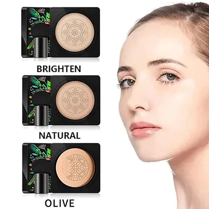 "BB-kräm med luftkudde och makeupborste, ljus nyans, för jämn, naturlig hud, passande alla hudtyper, unik svamphuvud"