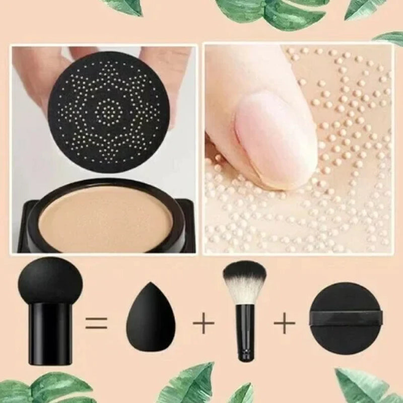 "BB-kräm med luftkudde och makeupborste, ljus nyans, för jämn, naturlig hud, passande alla hudtyper, unik svamphuvud"