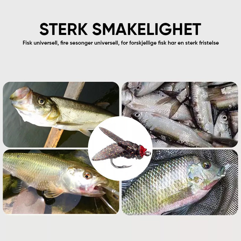 "Bioniskt bete för flugfiske, realistisk insektdesign med levande detaljer, perfekt för fiskeäventyr, 15 mm storlek"