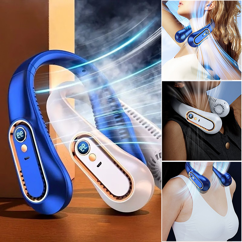 Bladlös halsfläkt med stilren design, finns i blå, grön och vit. Säker, tyst och bekväm för vardagligt bruk.