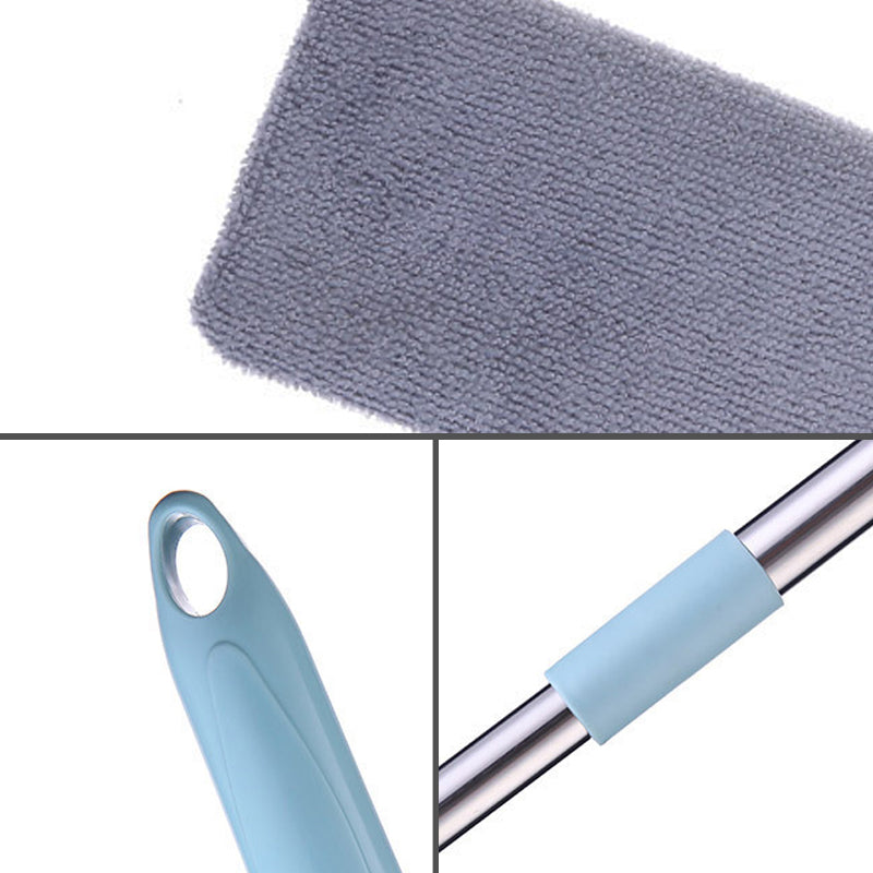 "Böjbar mikrofiber dammvippa för hemstädning, blå, anpassningsbar för svåråtkomliga ytor, med rostfritt stålhandtag."