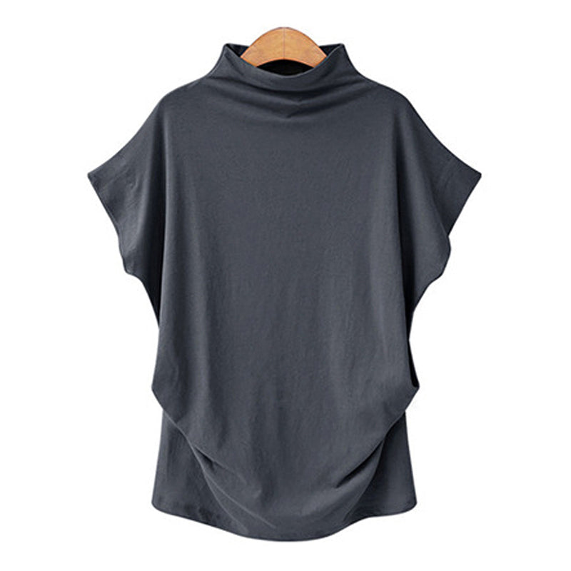 "Dam halv polotröja t-shirt med dockärm i mjuk polyester, elegant halv polokrage, perfekt för stilfullt avslappnad look."
