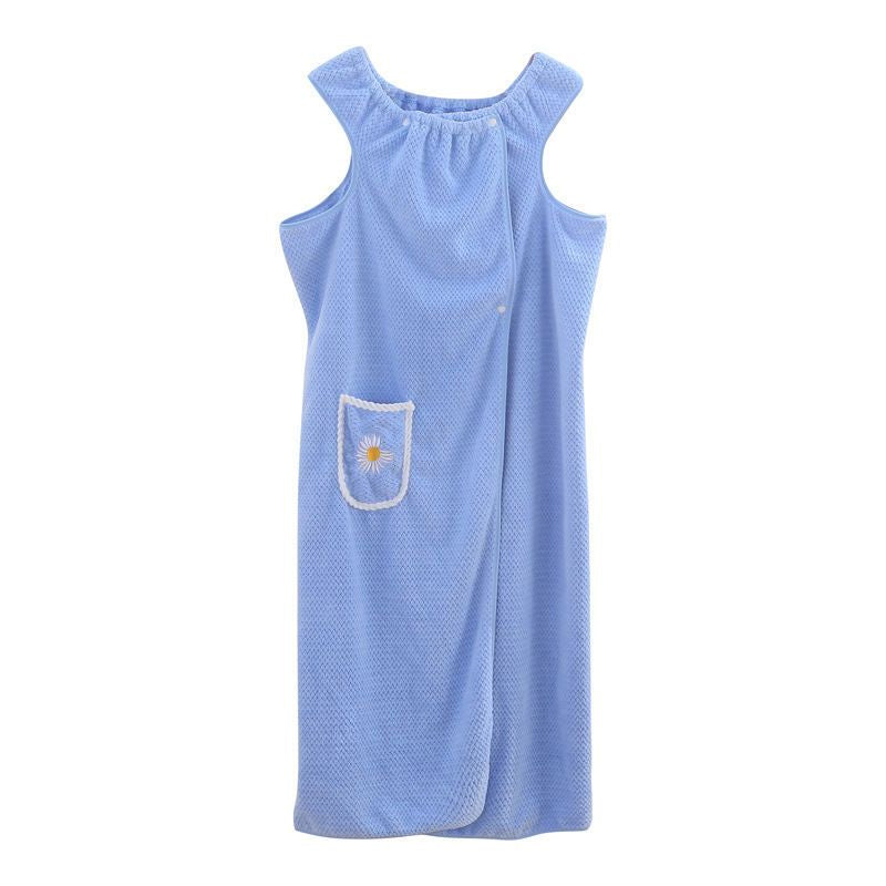 "Dambadrock, snabbtorkande, i lyxigt mjukt tyg och flexibelt designad för optimal komfort efter badet."