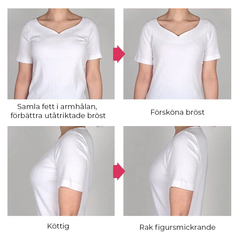 "Damformkläder som formar midjan, förbättrar hållningen och smickrar siluetten i mjukt, sömlöst material."