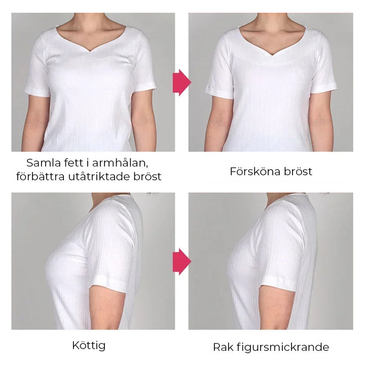 "Damformkläder som formar midjan, förbättrar hållningen och smickrar siluetten i mjukt, sömlöst material."