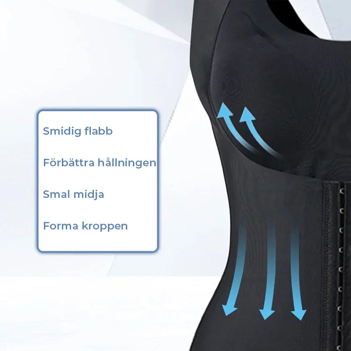 "Damformkläder som formar midjan, förbättrar hållningen och smickrar siluetten i mjukt, sömlöst material."