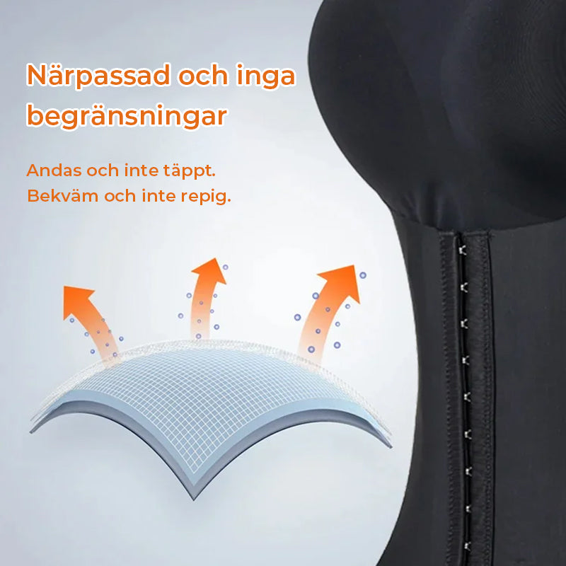 "Damformkläder som formar midjan, förbättrar hållningen och smickrar siluetten i mjukt, sömlöst material."