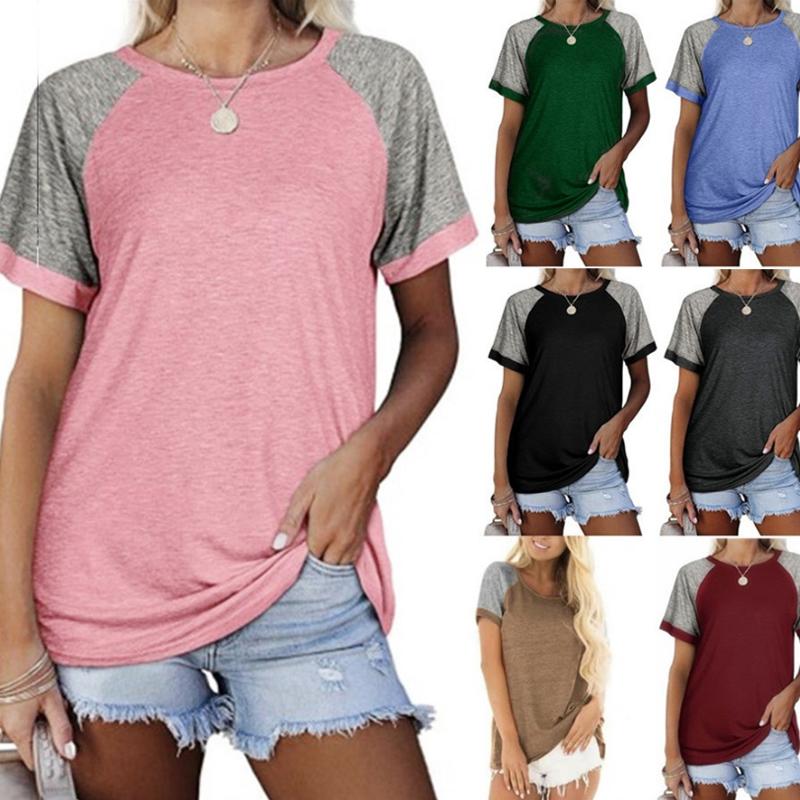 "Damhalsad T-shirt i kontrastfärg med rund hals och färgblockdesign, perfekt för lager på lager med jeans eller kjol."