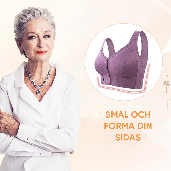 "Damhygienisk bh med frontknäppning, mjuk bomull, olika färger, enkel hantering, bekväm för dagligt bruk."